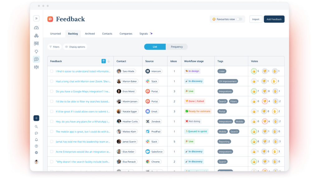 Feedback management dashboard for your customer facing teams