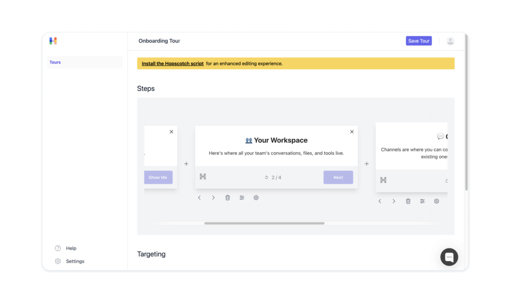 Hopscotch onboarding software interface