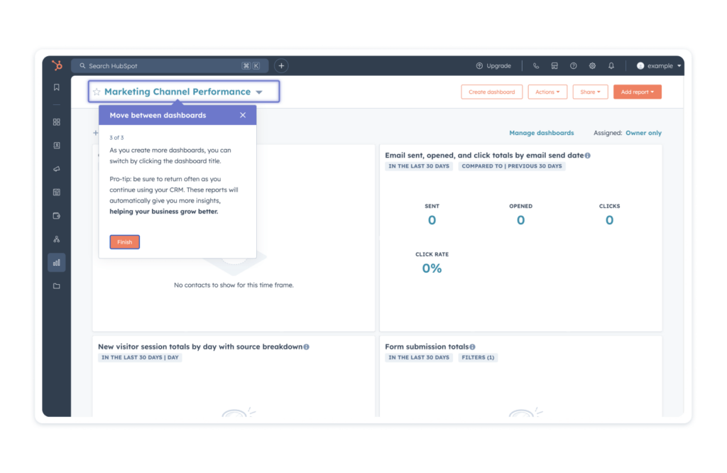 Hubspot product tour example