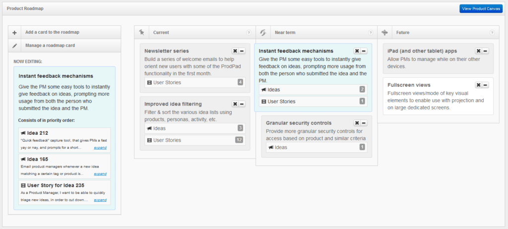 ProdPad Product Roadmap Tool