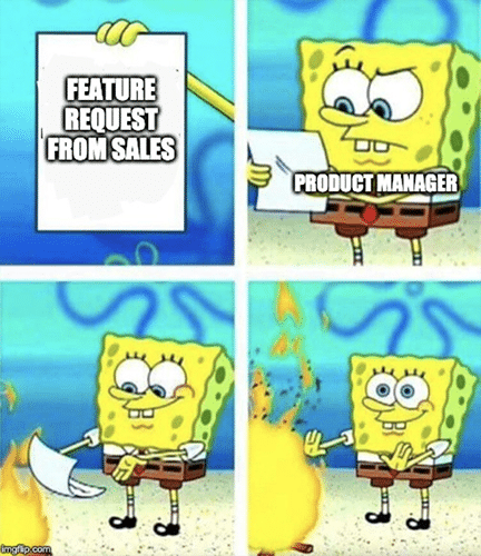 Spongebob reviews a feedback from sales meme