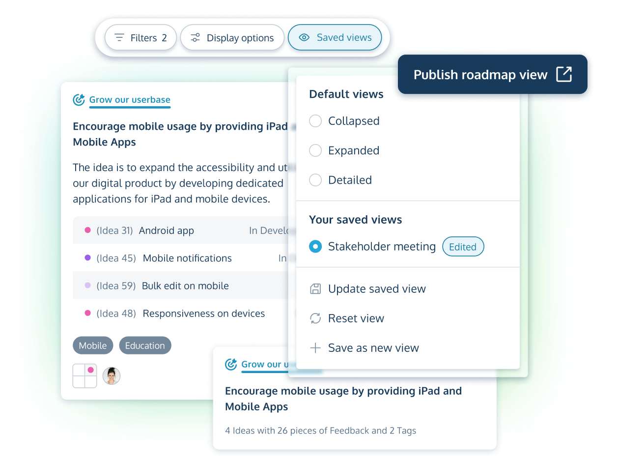 Customizing your roadmap presentation for different stakeholders using ProdPad