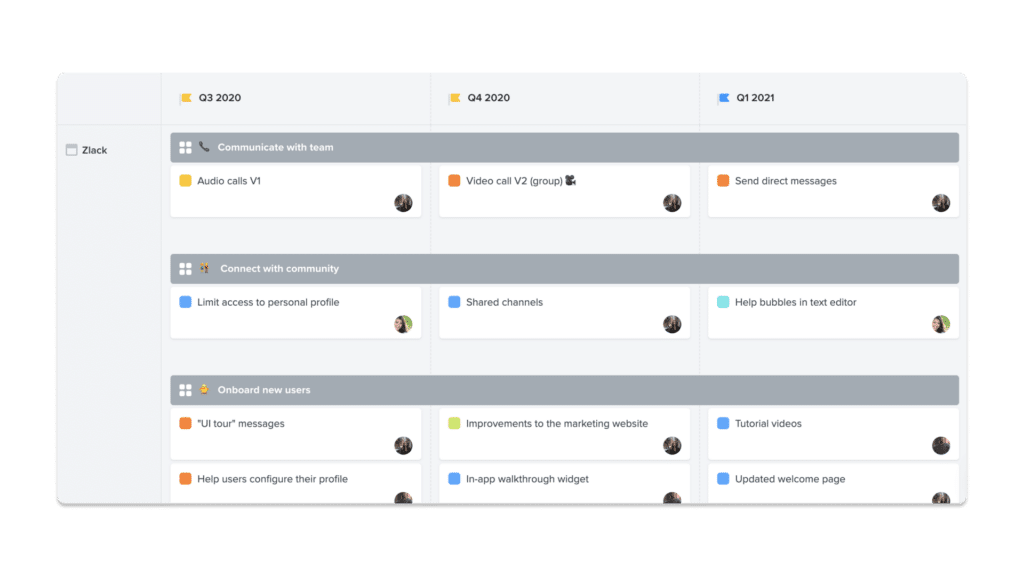 A shot of the Now-Next-Later roadmap in Productboard one of the Best Product Roadmap Tools of 2024