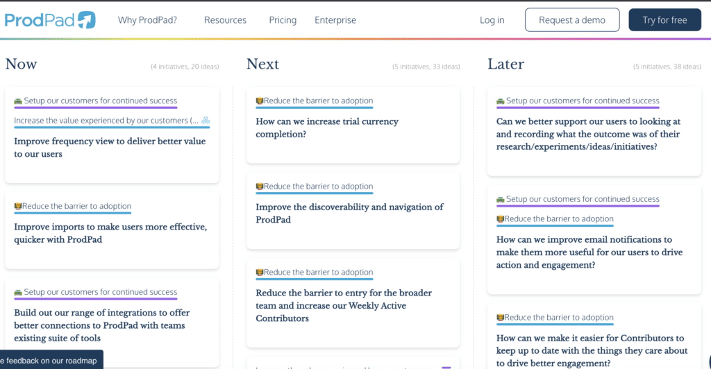 ProdPad's public roadmap - who needs a roadmap slide