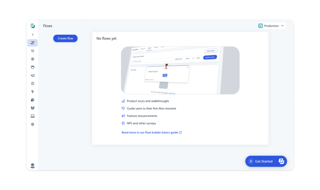 Userflow onboarding software interface