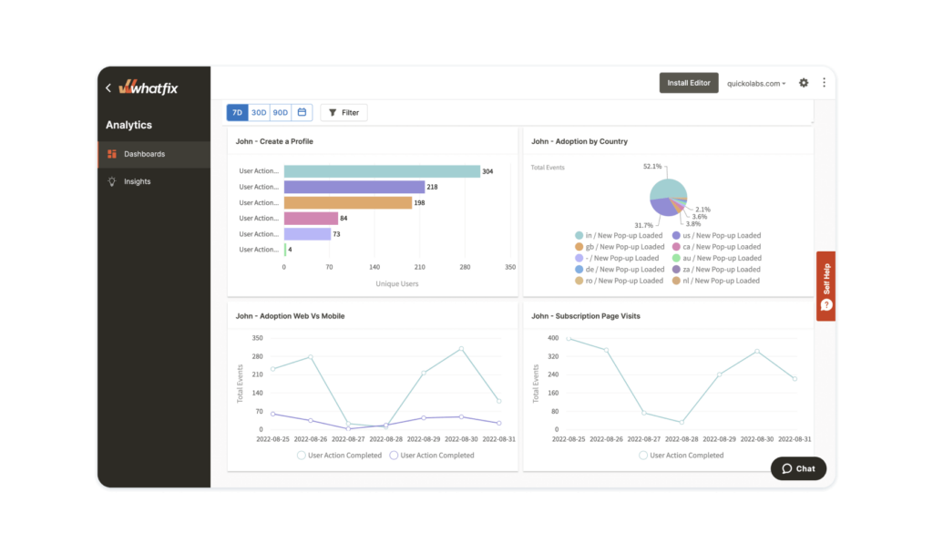 Whatfix onboarding software interface